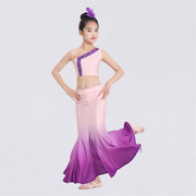 2023儿童傣族舞蹈服渐变民族舞孔雀舞演出服，360度练功练习裙