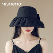 MISMEMO遮阳帽女夏季透气亚麻可折叠太阳帽复古天丝蝴蝶结大沿帽