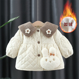 女童冬装棉袄2022女宝宝加绒加厚棉衣服，1-3岁4婴儿童保暖外套