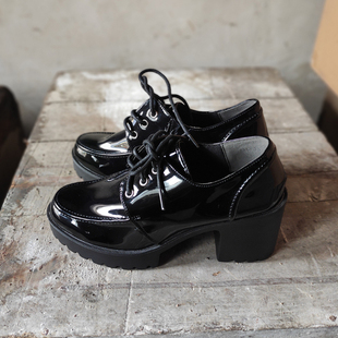 日本外贸原单少女地蕾系基础，款厚底增高防水台系带单鞋女鞋子