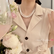 韩国fever博主同款珍珠，项链2023年女简约气质，百搭锁骨链颈链