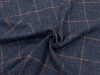 进口深蓝色复古大格纹羊毛呢毛料面料，秋冬西装外套裤子布料
