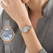 聚利时韩国时尚女士，手表真皮小巧精致水钻贝壳，面百搭时装女表