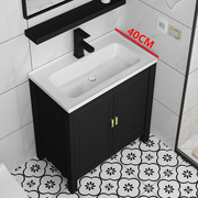 可定制黑浴室柜组合落地式卫生间洗手盆小户型太空铝洗漱台宽40CM