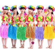 夏威夷草裙服装六一儿童节表演服装儿童草裙K套装40CM双层加厚包