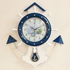 地中海舵手挂钟墙壁简约潮流装饰创意挂件蓝白海洋风格创意小挂钟
