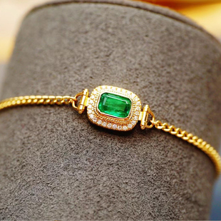 原创 款天然哥伦比亚祖母绿18K金手链 搭配天然钻石豪华镶嵌