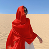 大红色拍照包头围巾沙漠防晒披肩，海边旅游沙滩青海茶卡盐湖纱巾女
