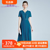 新中式刺绣雪纺短袖连衣裙女中长款2024夏季V领优雅设计裙子