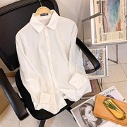 白色衬衫男日系大码宽松休闲潮流内搭纯色衬衣，2023长袖dk制服