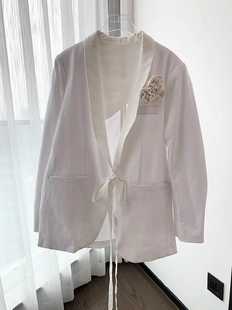 handonmei花嫁系列立体玫瑰，花朵立体剪裁白色西装外套