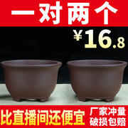 大口径三角金钟紫砂花盆，种菜多肉绿植花苗，专用陶瓷盆景盆