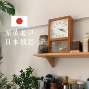 原木法式奶油风挂钟日式复古钟表客厅挂墙时钟长方形摆钟实木座钟