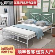 铁架床1.5米铁床架单人床公寓铁艺床双人床1.8米出租房床 现代简