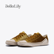 BellaLily2024春季低帮绒面帆布鞋女透气减龄板鞋显瘦平底鞋