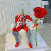 网红超人烘焙蛋糕装饰摆件变形侠怪兽男孩浪漫情侣爱心玫瑰插牌