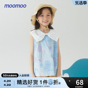 美特斯邦威moomoo童装无袖衬衫女童夏季时尚图案印花蝴蝶结领上衣
