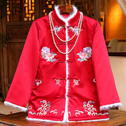 唐装女装中国风冬季民族风红色复古夹棉中式棉服改良旗袍上衣棉袄