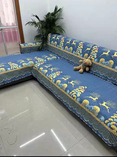 百人莱卡棉欧式沙发垫，防滑组合装一套3片