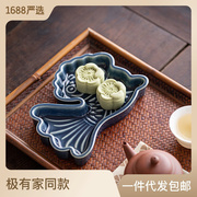 新中式陶瓷茶道茶点盘茶室创意甜品盘ins糕点盘子点心盘订婚摆台