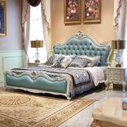 欧式双人床实木真皮床1.8米欧美橡木床奢华主卧室雕花婚床公主床