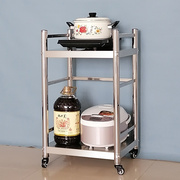 可移动电磁炉煤气罐灶台架带轮双层厨具不锈钢架子厨房推车置物架