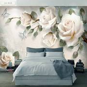 北欧浮雕玫瑰花电视背景墙壁纸墙布客厅2023沙发卧室壁布壁画轻奢