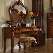美式实木雕花1米1.2米1.3米梳妆台欧式化妆台卧室梳妆桌书桌化妆