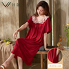 大红睡裙女夏季薄款莫代尔短袖半袖长裙睡衣，凉感家居服大码公主裙