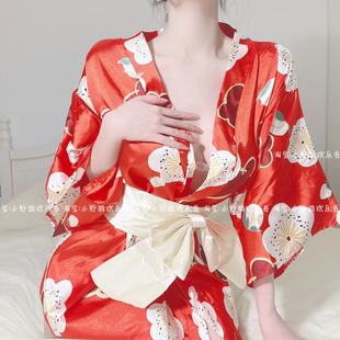睡衣女夏纯欲睡裙2023年日系可爱短袖，和服浴袍家居服裙子宽松