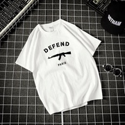 保卫巴黎DEFEND PARIS AK47欧美个性夏季男女情侣大码短袖T恤定制