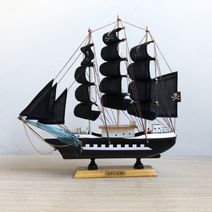 创意帆船模型摆件，开学季礼物一帆风顺木船，地中海客厅海盗船装饰品