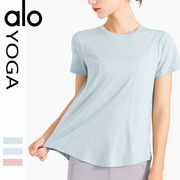 alo瑜伽t恤美背网孔透气运动罩衫宽松冰凉速干跑步健身短袖