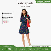 春夏katespadeks短袖，草莓印花连衣裙，日常通勤休闲风女