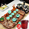 辉跃茶具 紫砂功夫茶具套装整套陶瓷家用电热磁炉科技木茶盘茶台