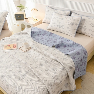 雅素全棉纯棉夏凉被美式绗缝被双人1.5米单件床盖夏季床品三件套