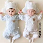新生婴儿衣服春秋冬初生儿，保暖和尚服套装，0-3月纯棉秋衣分体冬季
