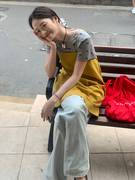 减龄洋气时尚套装女夏韩系甜美抹胸吊带上衣，+木耳边蝴蝶结短袖t恤