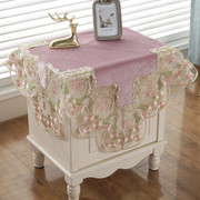 粉色欧式公主风蕾丝花边床头柜盖布，桌布茶几布冰箱(布冰箱)空调盖布防尘罩