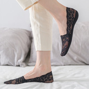 5双装夏季韩版蕾丝船袜女士硅胶防滑浅口隐形袜 棉底纯色袜子