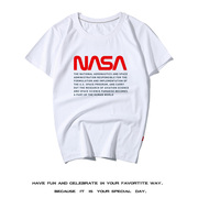 洋气英文字母好玩校园NASA美航空航天学生ulzzang短袖T恤半袖男装