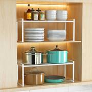 厨房置物架可伸缩橱柜内隔板分层架台面，柜子调料收纳架子放锅具碗