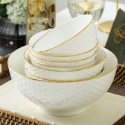 吃面碗套装碗家用碗10个套装家庭装，一家四口碗餐具套装五寸碗陶瓷
