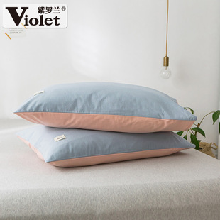 紫罗兰一对装全棉水洗棉，枕套纯棉48x74cm枕头套枕芯套枕袋枕皮套