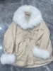 海宁皮草派克服女2022冬季保暖獭兔毛滩，羊毛皮草中长款外套