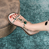 水钻罗马凉鞋女2024年波西米亚，民族风仙女带钻露趾坡跟沙滩鞋