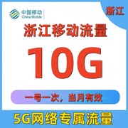 浙江移动流量包充值10G包月有效 5G网络sa流量包叠加包
