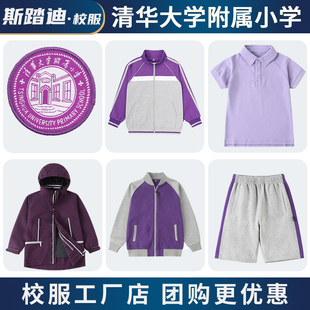 校服套装小学生紫色运动服短袖T恤衬衣附小棒球服小学冲锋衣