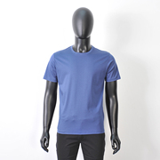纯棉短袖t恤男蓝色圆领，普洛克23夏季薄款100丝光棉套头polo衫