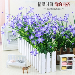 仿真绿色植物布兰花草木栅栏套装绢花假花塑料花家居隔断遮挡摆设